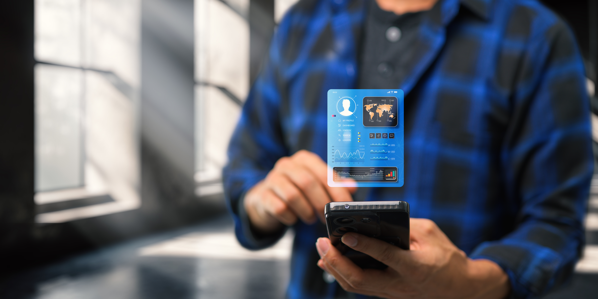 Digital business card for Realtors displayed on a smartphone with modern branding